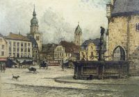 Gerahmtes Bild-Marktplatz von Dortmund um 1900- Josef Eidenberger Köln - Widdersdorf Vorschau