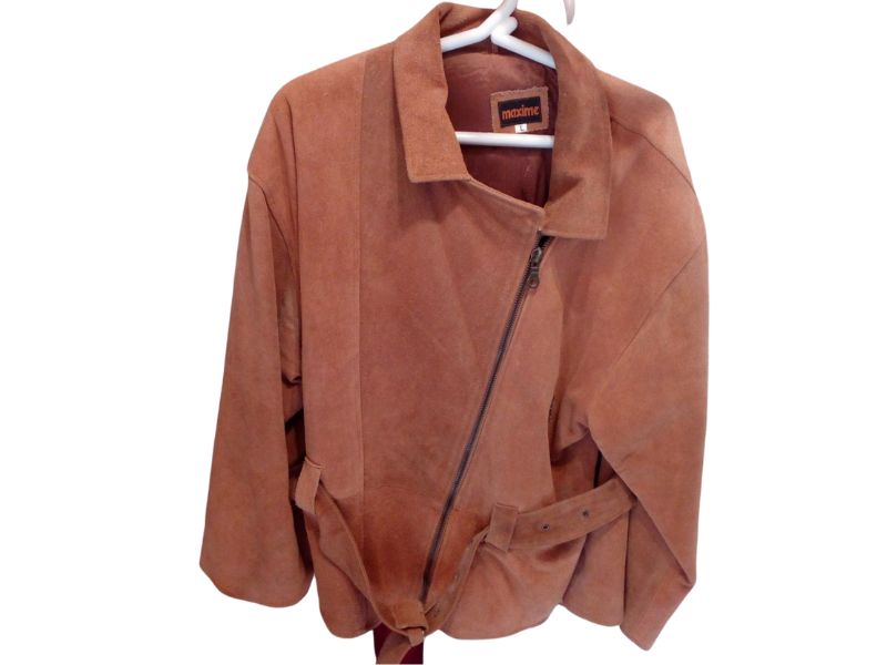 Maxime Damen-Lederjacke Wildleder cognac mit Gürtel Gr. L in Flensburg