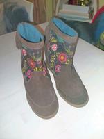 *Desigual*Stiefeletten Boots 37 Leder Braun Blumen Plateau Bayern - Pommelsbrunn Vorschau