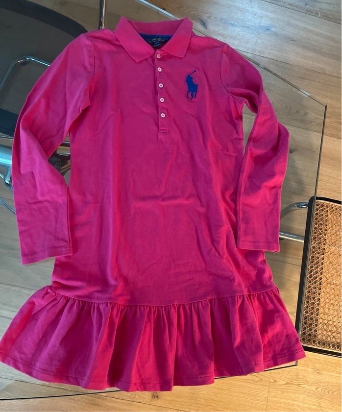 Ralph Lauren Polo Kleid Big Pony Piqué Baumwolle Gr. L 12-14 158 in Linden