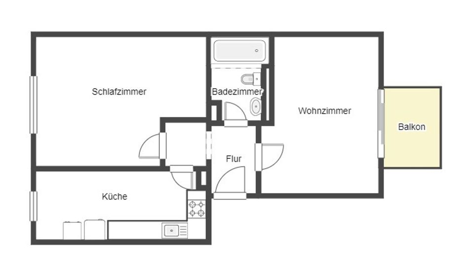 Für Anleger: Langfristig vermietete 2-Raum-Wohnung über den Dächern von Kaßberg mit Balkon in Chemnitz