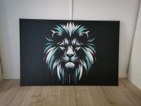 ✅ Leinwandbild Löwe schwarz weiss türkis 120x80cm Nordrhein-Westfalen - Verl Vorschau