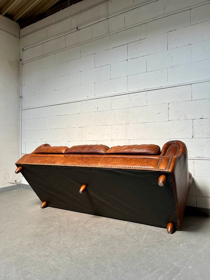 Antik XXL Ledersofa Vintage Art Deco Chesterfield Clubsofa in Mönchengladbach