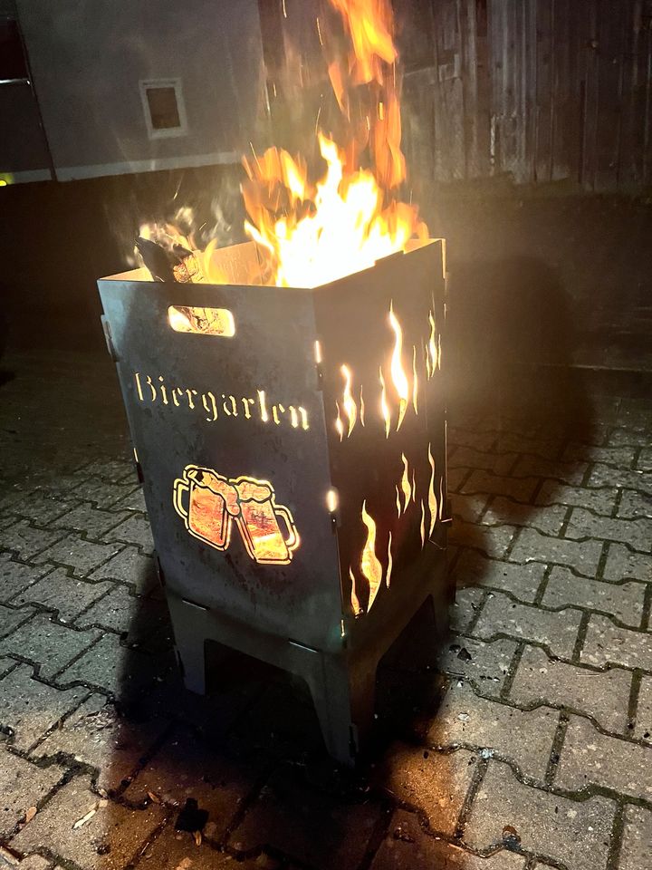 Feuerkorb, Feuertonne personalisiert mit Wunschmotiv inkl. Versand, Feuerschale Grillplatte Plancha  Geburtstagsgeschenk Hochzeitsgeschenk Gartendeko Grill Gartenfeuer in Creußen