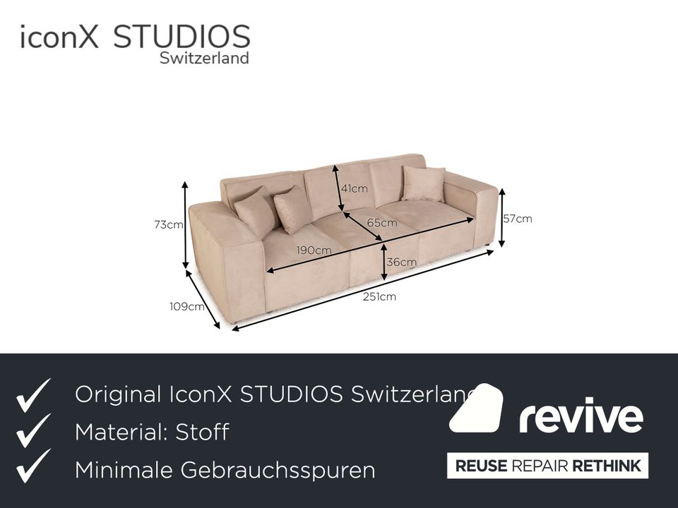 IconX STUDIOS Beluga Samt Stoff Viersitzer Sofa Couch Beige in Köln