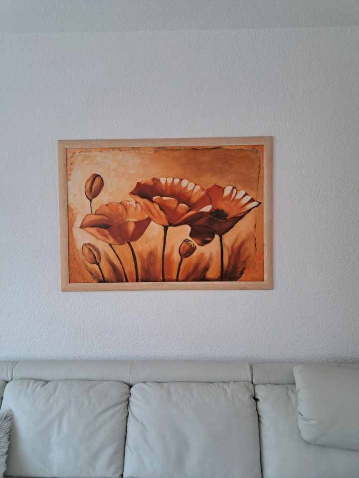 Wandbild Mohnblumen mit Holzrahmen 106cm×76cm in Königswinter