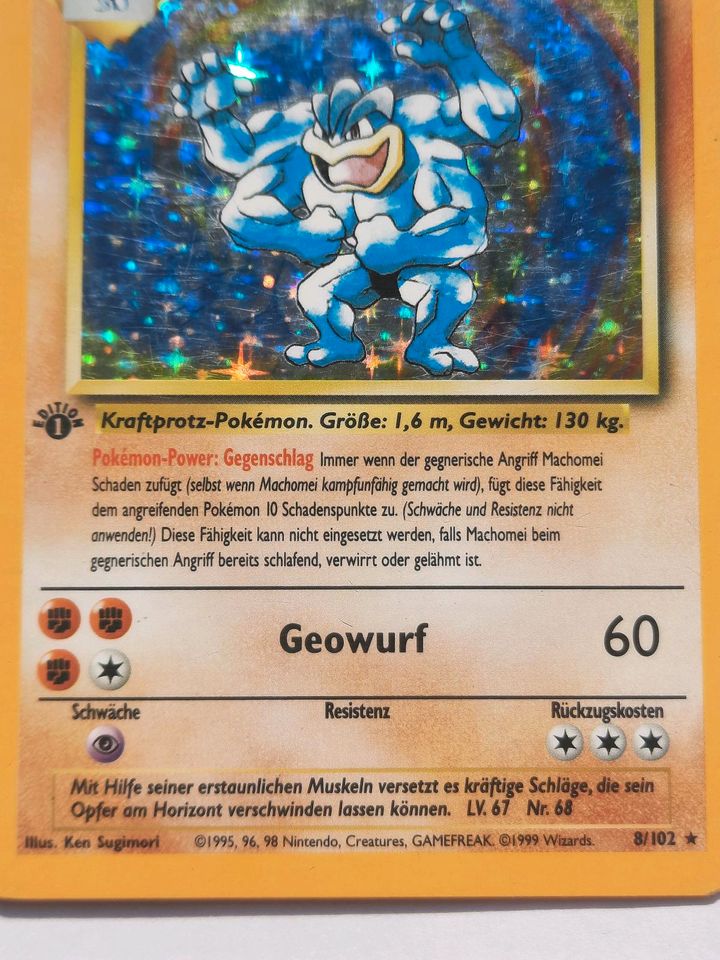 Pokemon Karte Machomei Holo 8/102 1 Edition (1) in Ratingen