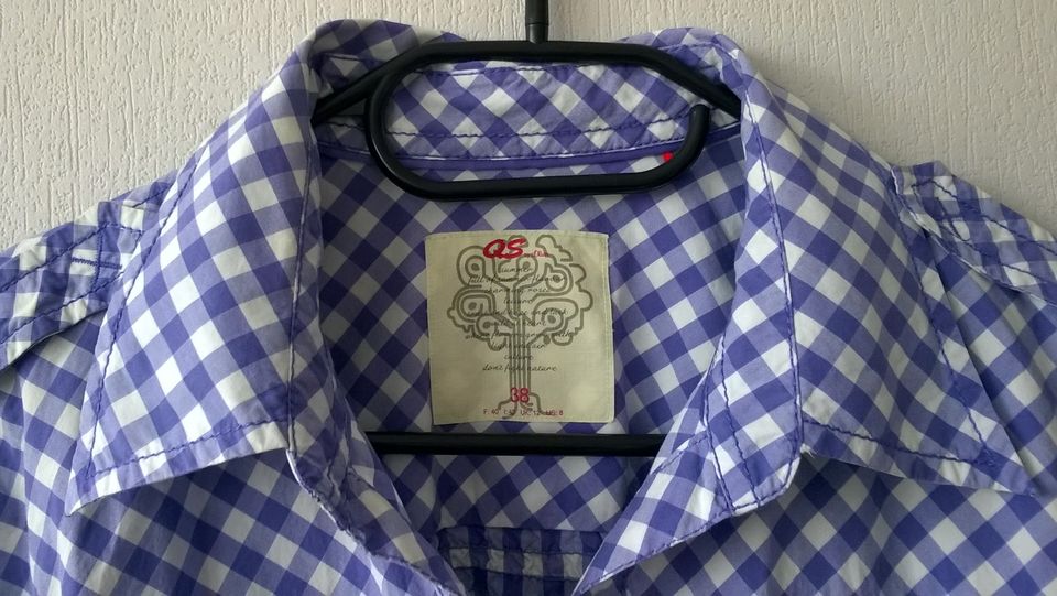 Bluse Hemd Oberteil Shirt lila weiß kariert Gr. 38 QS by S.Oliver in Berlin