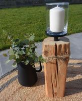 Holzbalken Altholz mit Windlichtglas Kerzen Dekoration Frühling Bayern - Aldersbach Vorschau