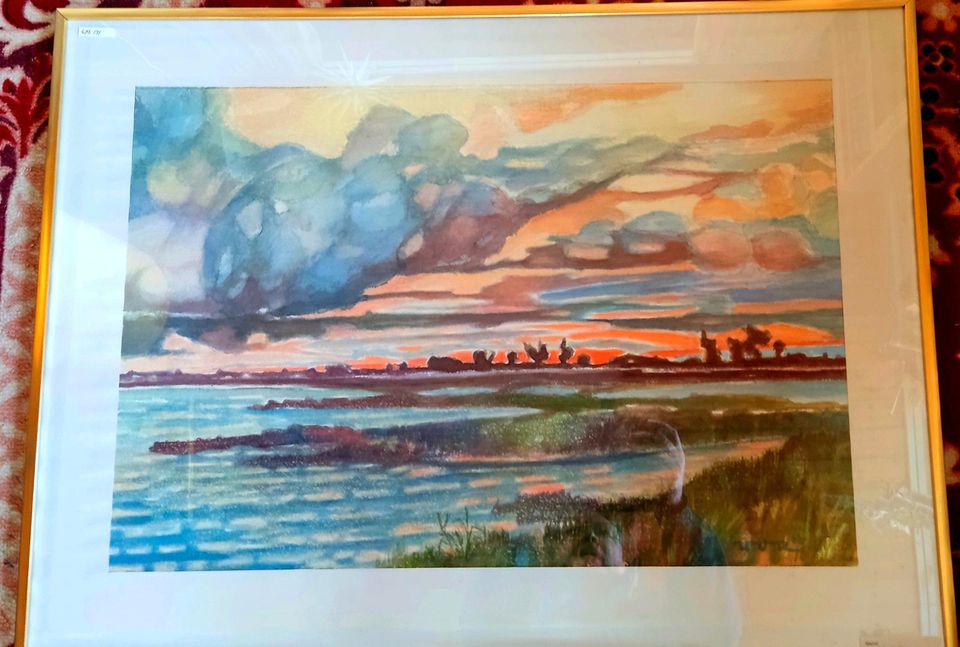 Aquarell Abendstimmung, 80 x 60 cm, Maler Rolf Albrecht in Magdeburg