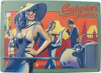 Budweiser Brauerei - Blechschild - Frau&Paar an Oldtimer # Sachsen - Eilenburg Vorschau