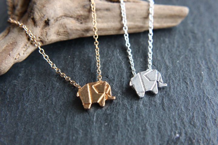 Elefant Elefanten Origami Halskette Kette gold oder silber in Geisingen