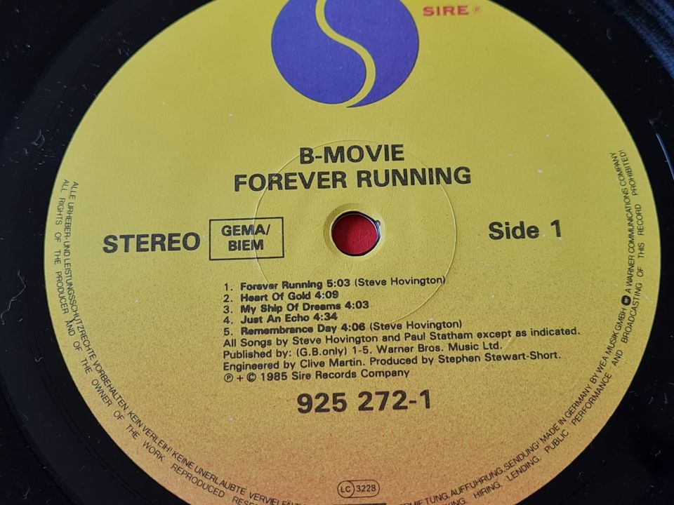 Vinyl LP B-Movie Forever Running von 1985 in Remscheid