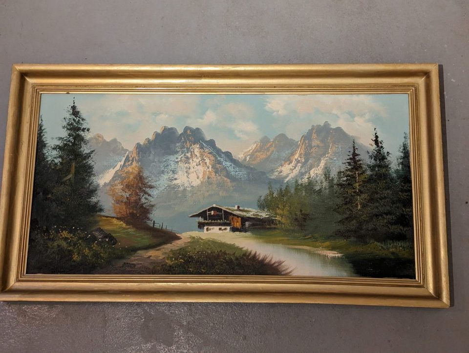 Landschaftsbild Gemälde Kunstbild Öl/Aquarell? Künstler unbekannt in Kutenholz