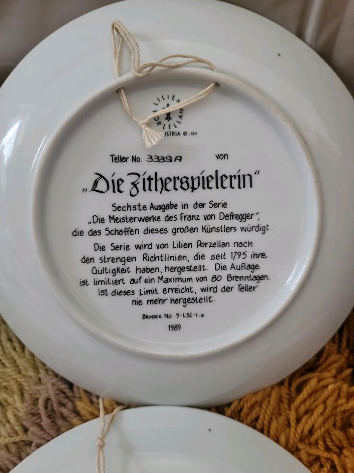 Vintage Teller Franz von Defregger Wandteller Lilien Porzellan in Freiburg im Breisgau