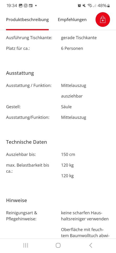 Esstisch ausziehbar in Staßfurt