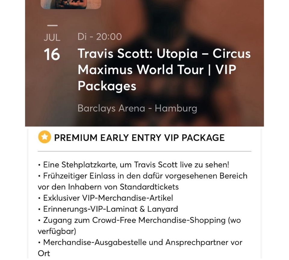 2x VIP Premium early entry Stehplätze für Travis Scott in Hamburg in Bremen