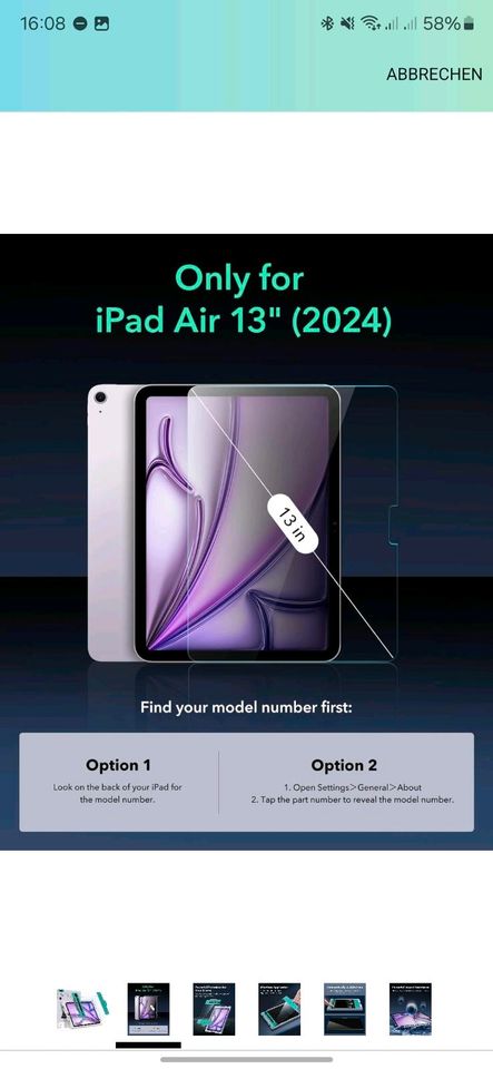 ESR iPad Air 13 Zoll M2 2024 Displayschutzfolie Panzerglas 2Stück in Ingolstadt