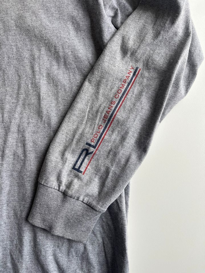 ❣️POLO RALPH LAUREN❣️Herren Langarm-Shirt XL Grau mit Logo-Prints in Aidlingen