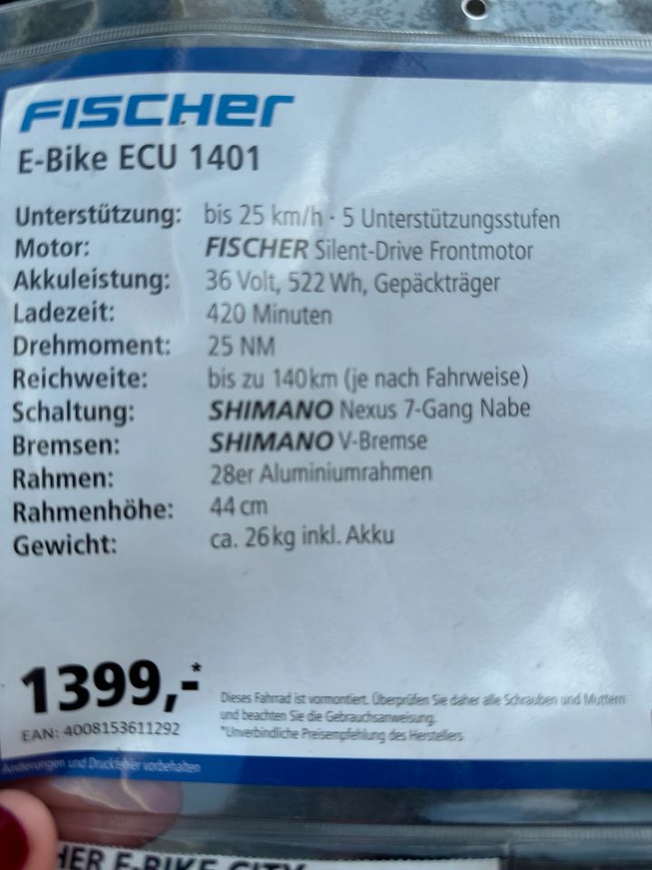 Fischer E-Bike ECU 1401 in Rheinberg