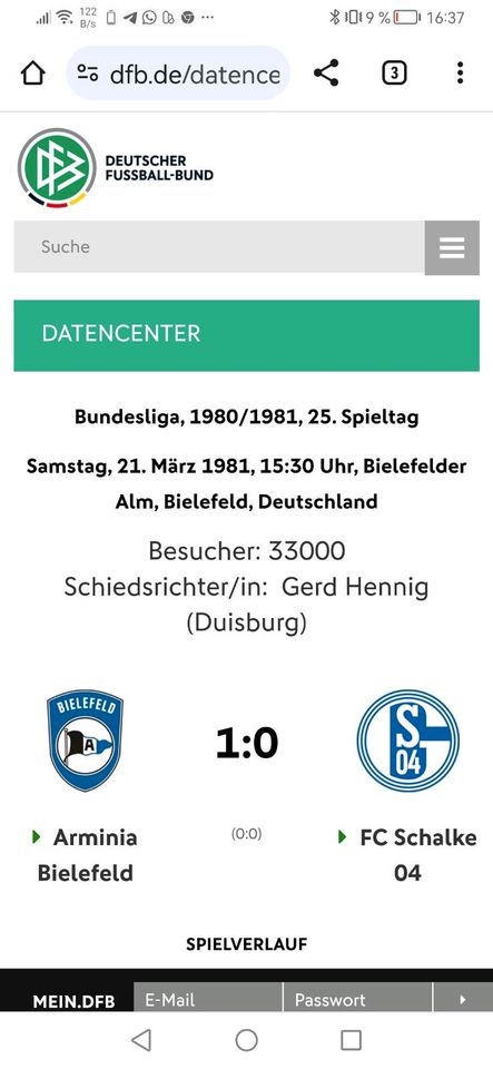 Plakat Arminia Bielefeld - Schalke 04, 1981 in Bielefeld