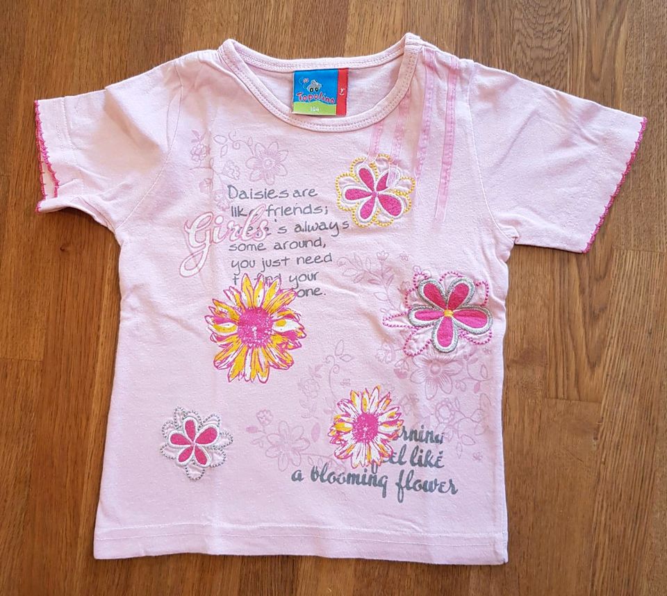 Mädchen T-Shirt, Größe 104, rosa mit Blumen, topolino in Essen