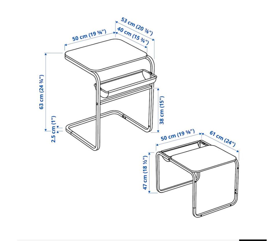 Ikea Tisch Beistelltisch Couchtisch Olseröd schwarz umbaubar in Alpirsbach