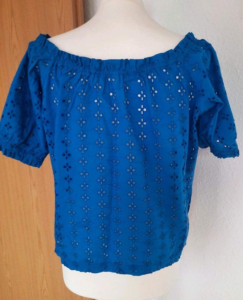 Pageone 38 m Bluse royal blau Stickerei Blumen Damen in Gardelegen  