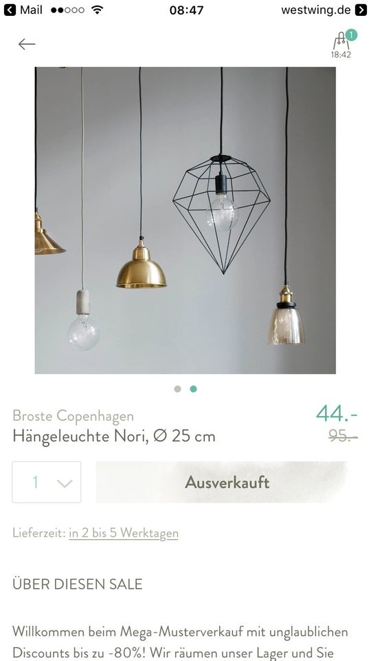 Diamanten Deckenlampe BROSTE COPENHAGEN in Meerbusch