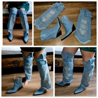 Sexy Jeans Stiefel Stiefeletten 2 in 1 Gr. 39 Overknee blink Nordrhein-Westfalen - Leverkusen Vorschau