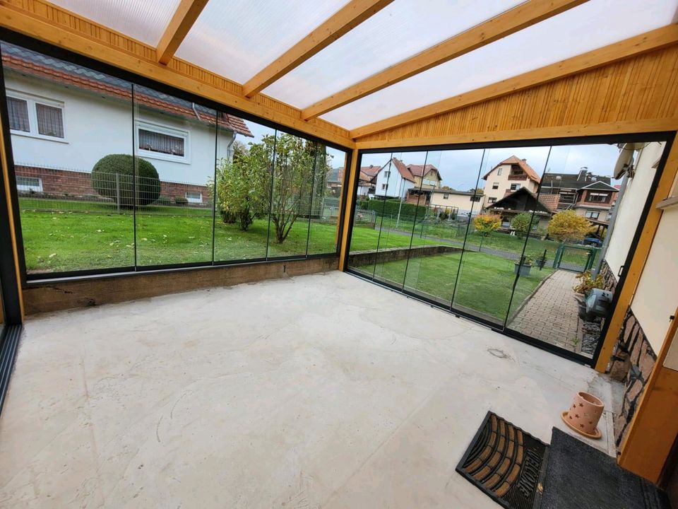 Glasschiebewand 10 mm ESG günstig € 399 , kleine ( unsichtbare) Lackfehler, Glasschiebewände für Terrassendach Rahmenlose Terrassentüren in Osterode am Harz