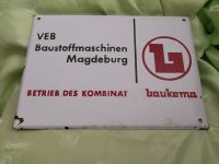 DDR VEB Baumaschinen Magdeburg Betriebsschild baukema Emailschild Sachsen - Heidenau Vorschau