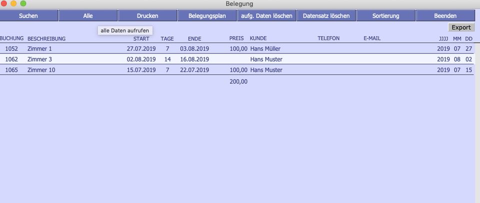 Belegungskalender Belegungsplan Software Programm Mac Windows in München