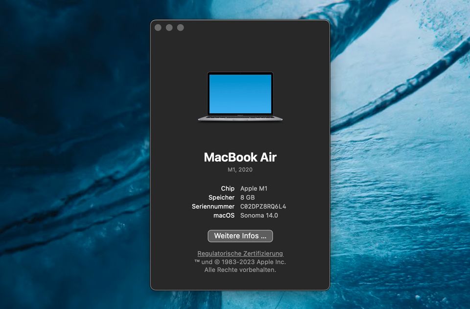 MacBook Air 13 M1 8GB RAM, 256GB Festplatte, Batterie 96% in Finsterwalde