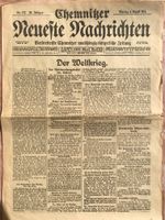 Weltkrieg, Chemnitzer Neueste Nachrichten vom 5.8.1914 Sachsen - Chemnitz Vorschau