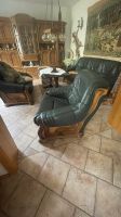 Couch und Sessel in grünem Leder und Holz Parchim - Landkreis - Crivitz Vorschau