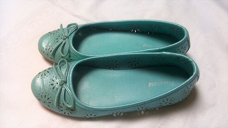 Mädchen Ballerina Schuhe Gr.33 pink mint Glanz Schimmer Lochmuste in Hofkirchen