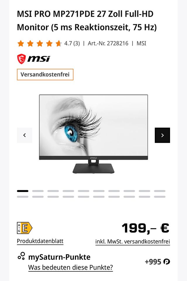 MSI PRO 27” Full HD Monitor in Cottbus