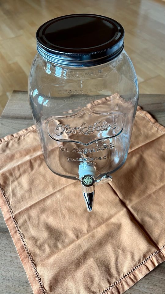 Wasserspender, Saftspender aus Glas mit Wasserhahn -wie neu- in Waiblingen