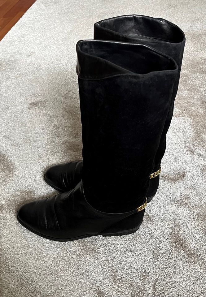 Wunderschöne schwarze Stiefel von Peter Kaiser / Leder Größe 38,5 in Petersberg