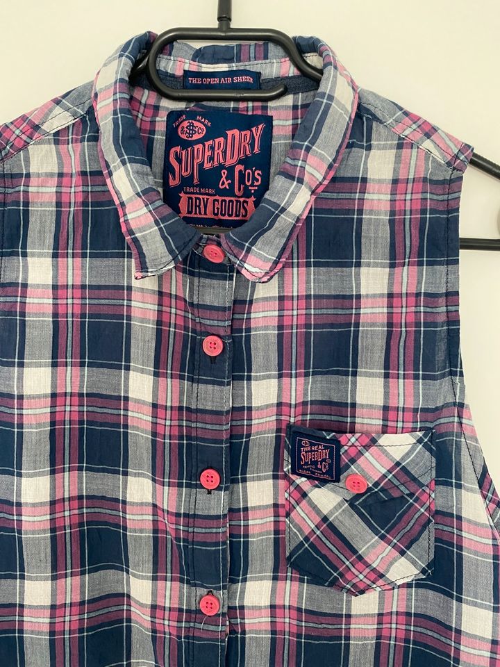 Bluse Oberteil Superdry S 36 blau rosa weiß in Verl