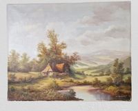 Altes Ölgemälde Gemälde auf Leinwand, Talblick, Tiere, Landschaft von Bode 50 x 40 cm Baden-Württemberg - Holzgerlingen Vorschau