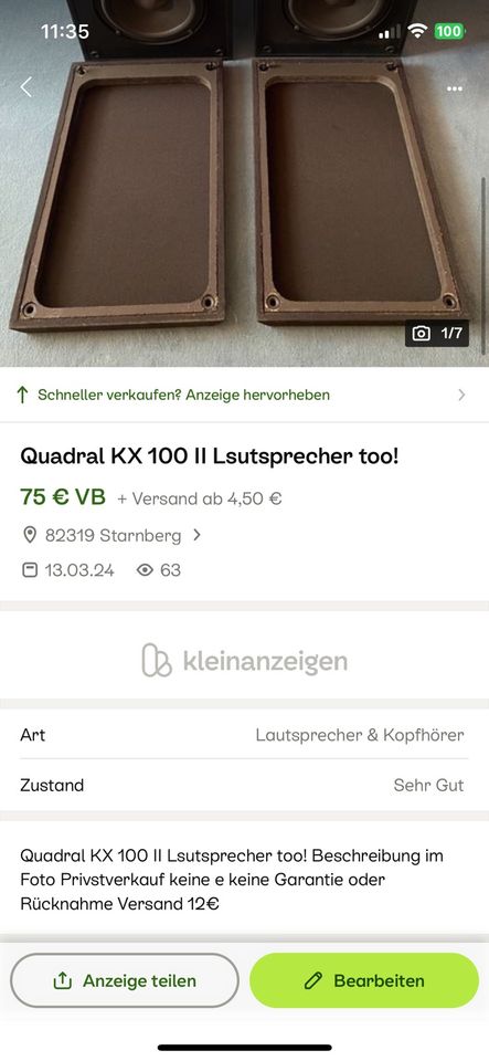 Quadral KX 100 II Lautsprecher top! in Starnberg