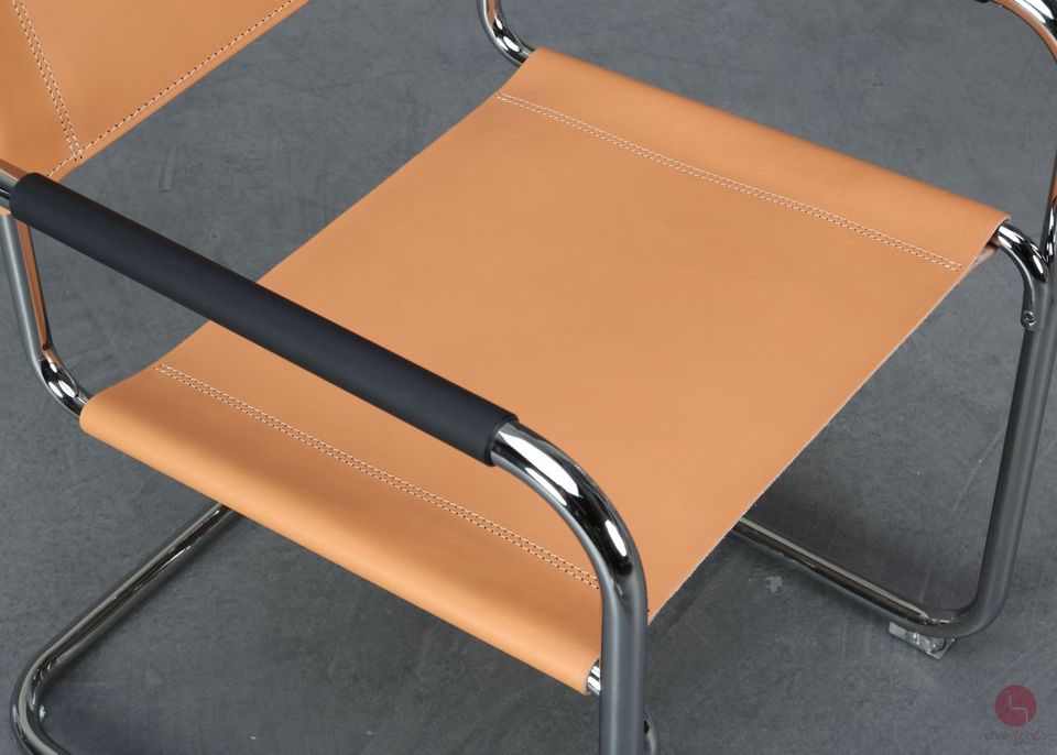 Thonet S34 Freischwinger Bauhaus Stuhl Leder Natur Beige 1 von 2 in Würzburg