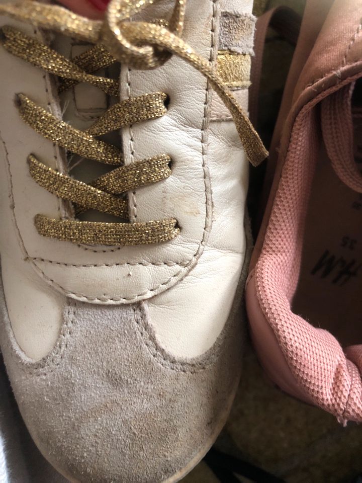 Serafini Junior Maedchen Leder Sneaker 34 mit Fell Gold H&M 35 in Much