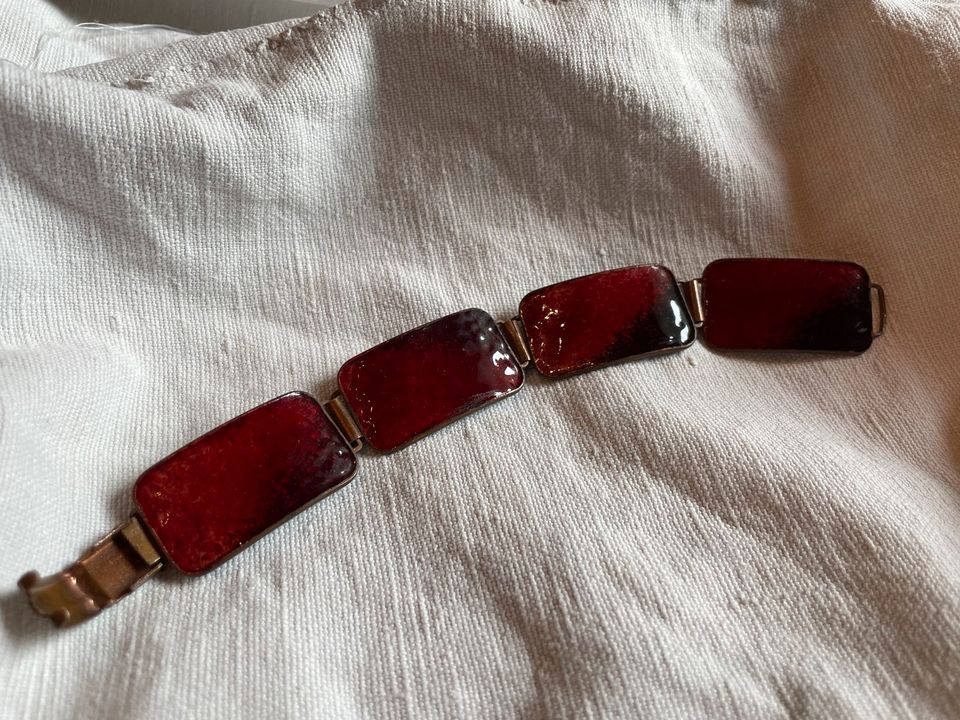 60er 70er Emaille Armband rot in Katzenelnbogen