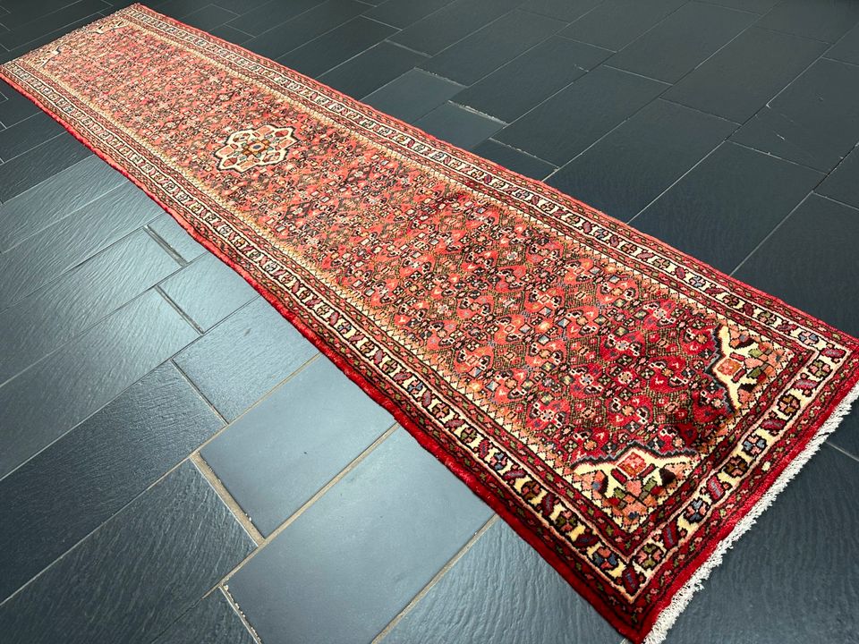 Handgeknüpfter Perser Orientteppich: Hamadan Läufer 384x82cm in Wuppertal