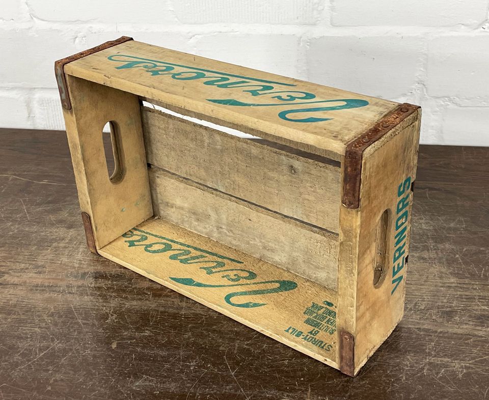 VINTAGE USA VERNORS GINGER ALE KISTE HOLZKISTE ANTIK ABLAGE BOX in Hamm