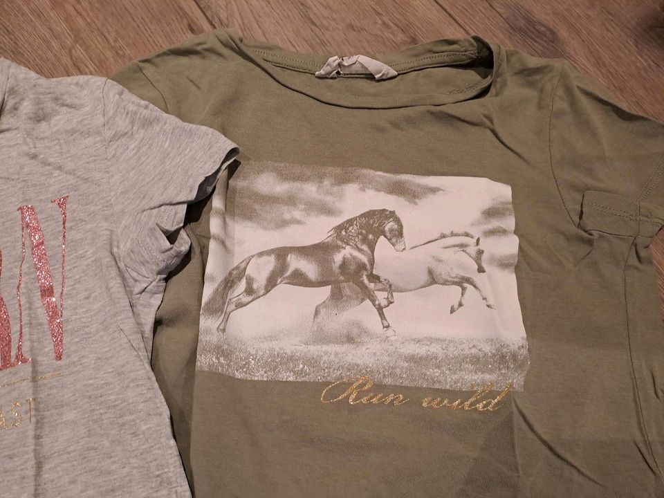 H&M T-Shirts Gr. 134/140 khaki grau in Bredstedt