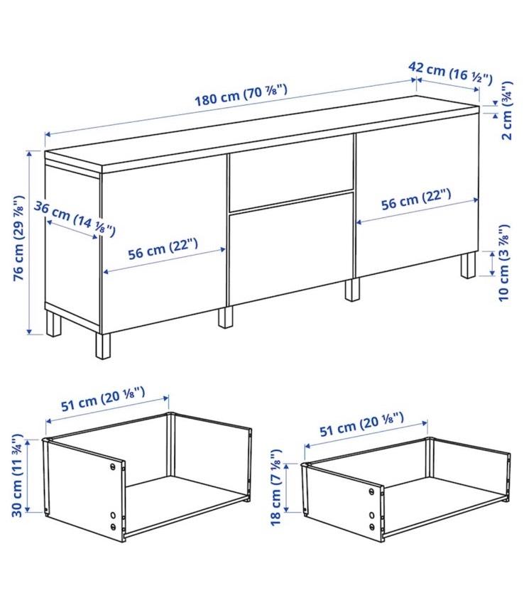 IKEA Besta Kommode weiss mit Schubladen und Eiche Deckplatte in Bremen